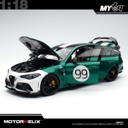 [Motorhelix] 1:18 Alfa Romeo Giulia GTAm - Green Livery 2-Tone #99