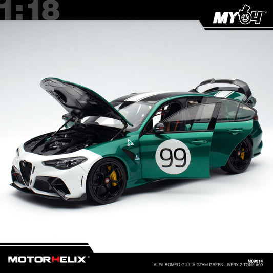 [Motorhelix] 1:18 Alfa Romeo Giulia GTAm - Green Livery 2-Tone #99