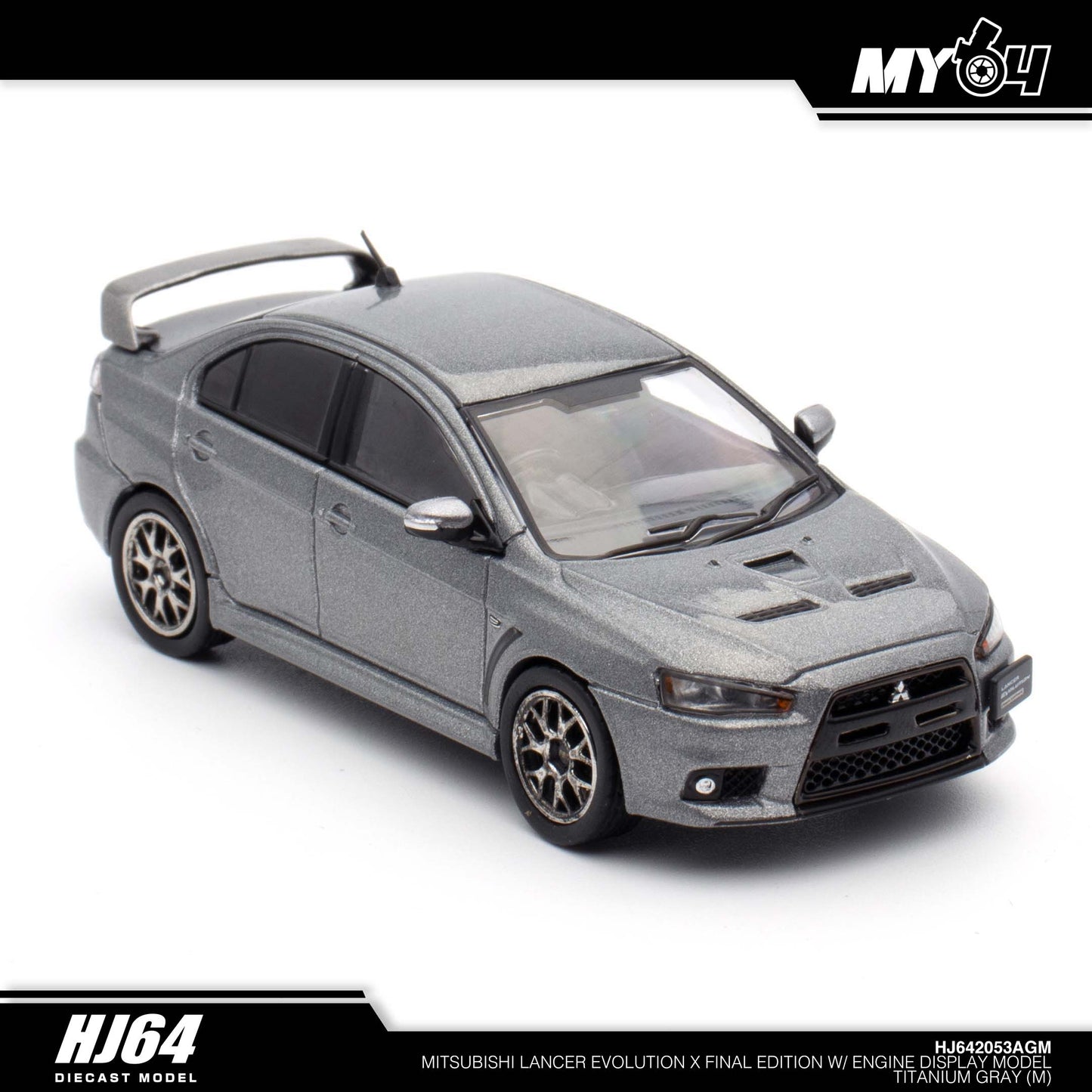 [Hobby Japan] Mitsubishi Lancer Evolution Ⅹ Final Edition With Engine Display Model - Titanium Gray Metallic
