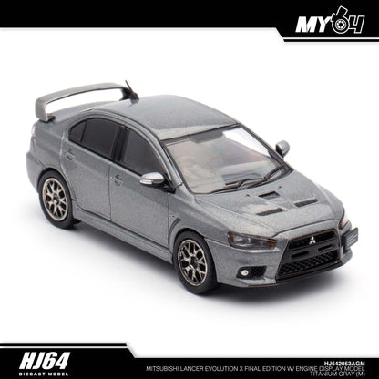 [Hobby Japan] Mitsubishi Lancer Evolution Ⅹ Final Edition With Engine Display Model - Titanium Gray Metallic