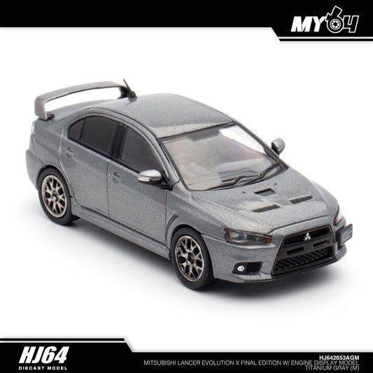 [Hobby Japan] Mitsubishi Lancer Evolution Ⅹ Final Edition With Engine Display Model - Titanium Gray Metallic