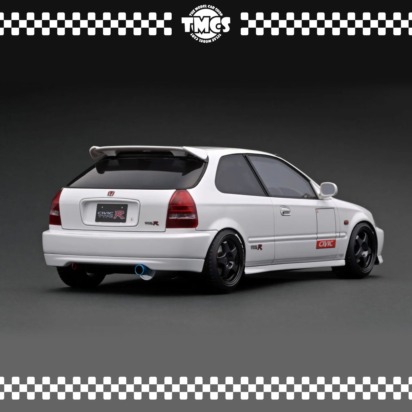 [Ignition Model] 1:18 Honda Civic (EK9) Type R - White With Carbon Bornet