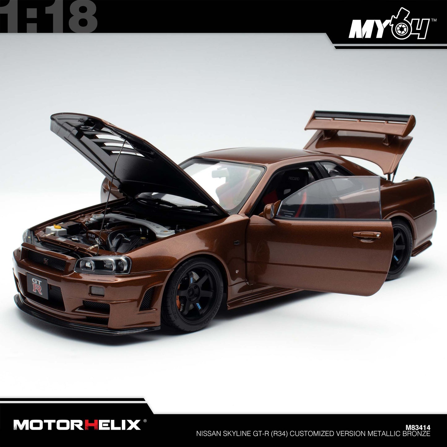 [Motorhelix] Nissan Skyline GT-R (R34) Customized Version  - Metallic Bronze