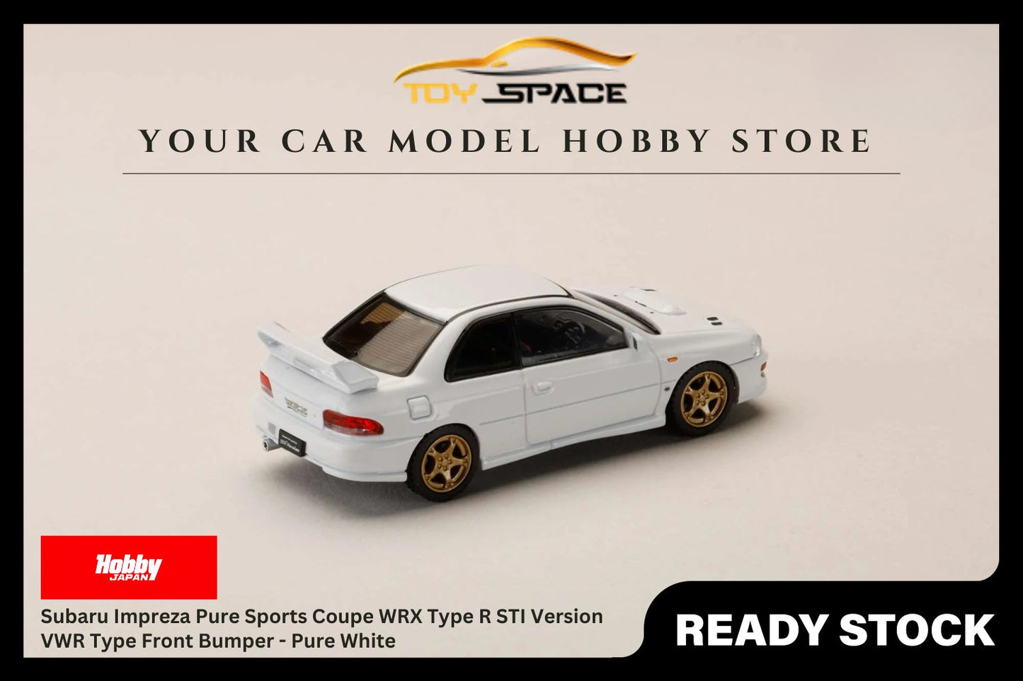 [HOBBY JAPAN] 1:64 Subaru Impreza Pure Sports Coupe WRX Type R STI Version VWR Type Front Bumper - Pure White - Toy Space Diecast Online Store Singapore
