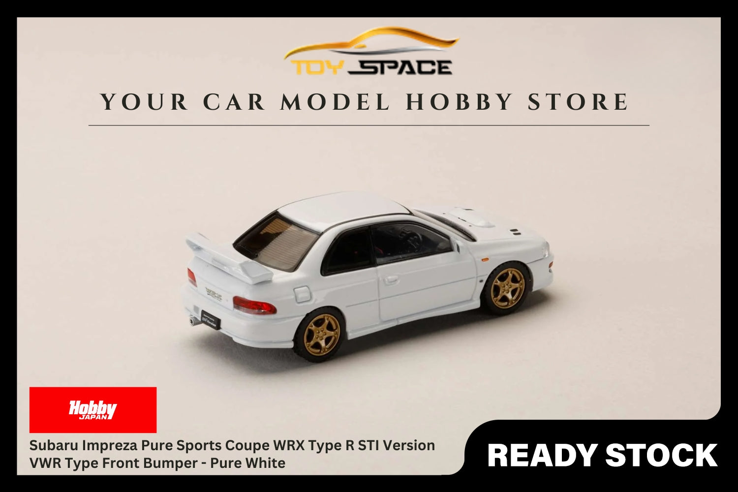 [HOBBY JAPAN] 1:64 Subaru Impreza Pure Sports Coupe WRX Type R STI Version VWR Type Front Bumper - Pure White - Toy Space Diecast Online Store Singapore