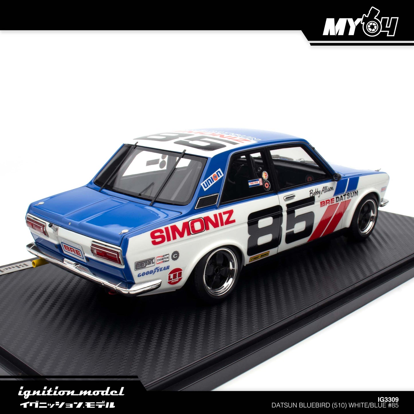 [Ignition Model] Datsun Bluebird (510) - White/Blue #85