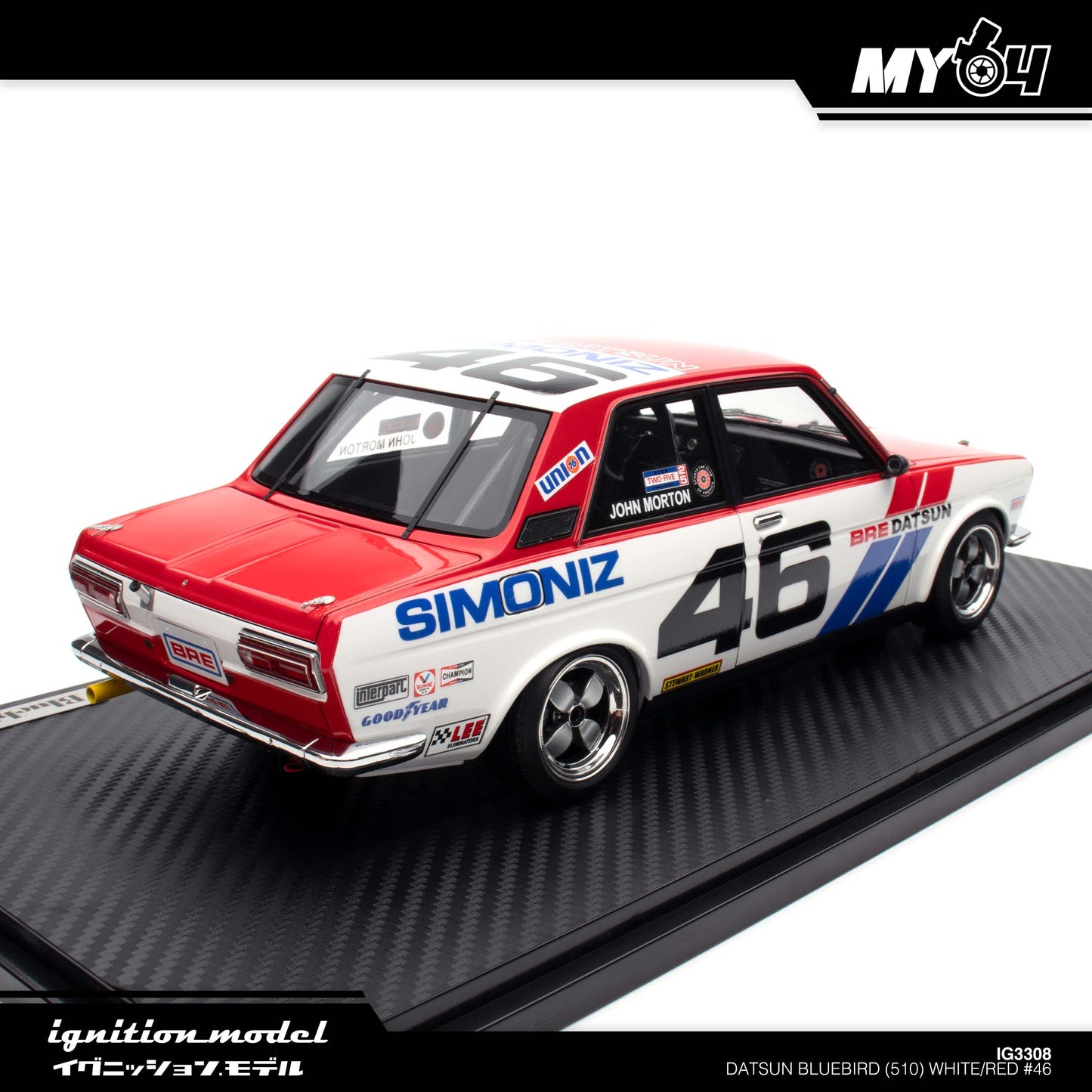 [Ignition Model] 1:18 Datsun Bluebird (510) - White/Red #46
