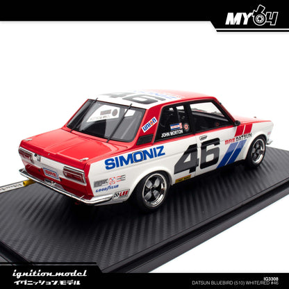 [Ignition Model] 1:18 Datsun Bluebird (510) - White/Red #46