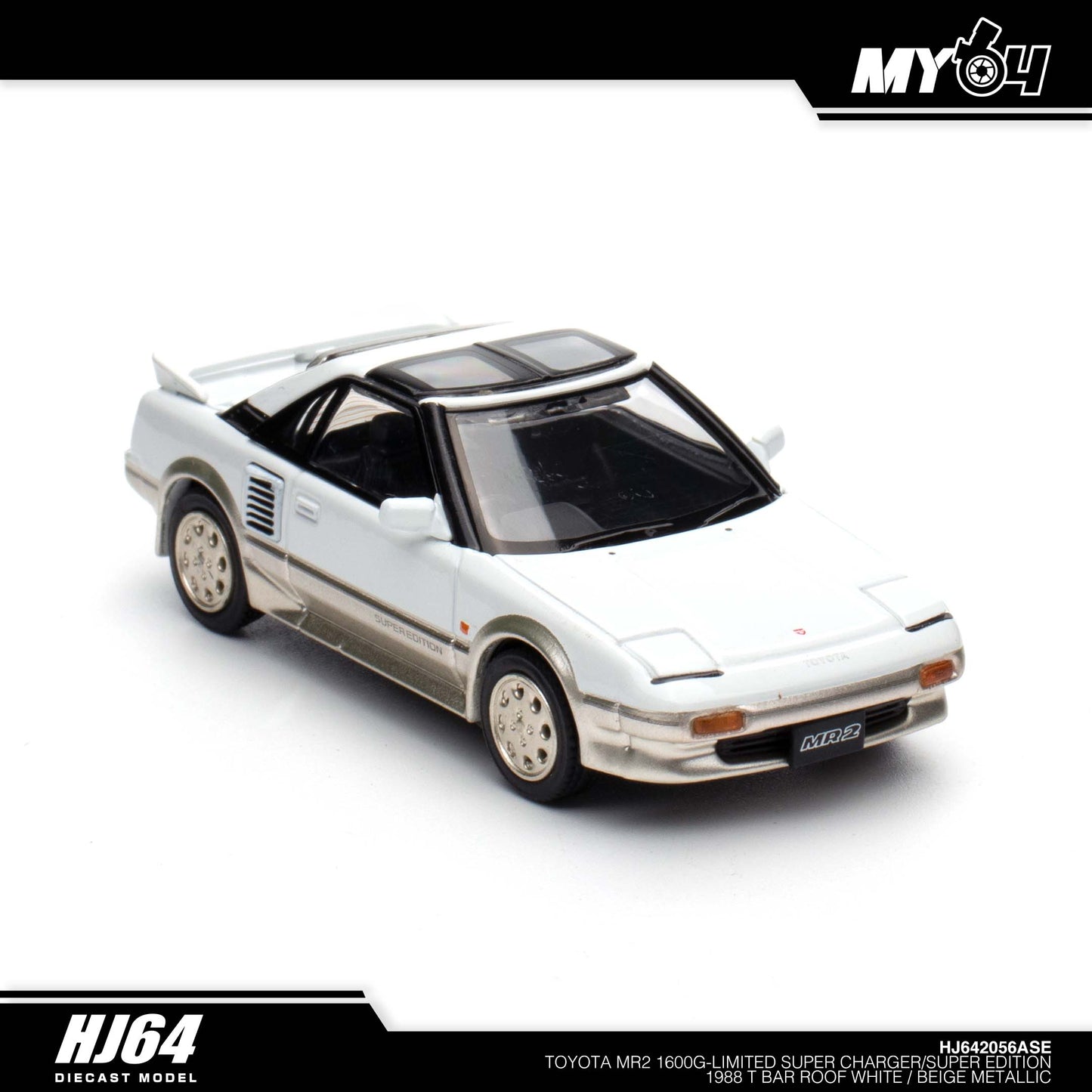 [Hobby Japan] Toyota MR2 1600G - Limited Super Charger / Super Edition 1988 T Bar Roof - White / Beige Metallic