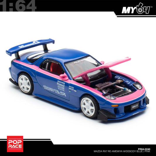 (UNSEAL UNIT) [Pop Race] 1:64 Mazda RX7 RE-Amemiya - Blue/Pink