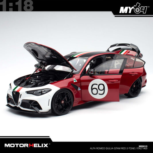 [Motorhelix] 1:18 Alfa Romeo Giulia GTAm - Red 2-Tone / Italy #69