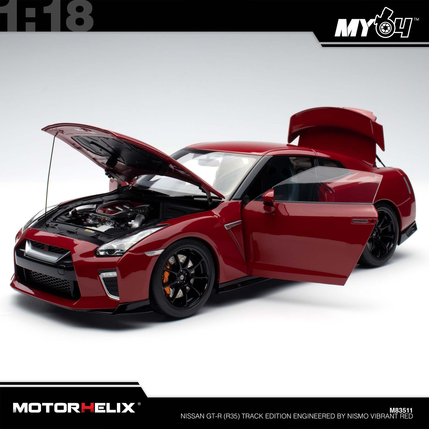 [Motorhelix] 1:18 Nissan GT-R (R35) Track Edition Engineered By NISMO - Vibrant Red