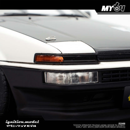 [Ignition Model] 1:18 Toyota Sprinter Trueno (AE86) 3Door TK-Street Early Ver. White (SSR Dori Dori mesh wheels)