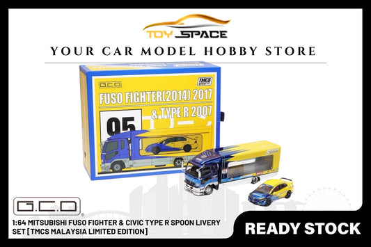 [GCD] 1:64 Mitsubishi Fuso Fighter & Civic Type R Spoon Livery Set [TMCS Malaysia Limited Edition] - Toy Space Diecast Online Store Singapore