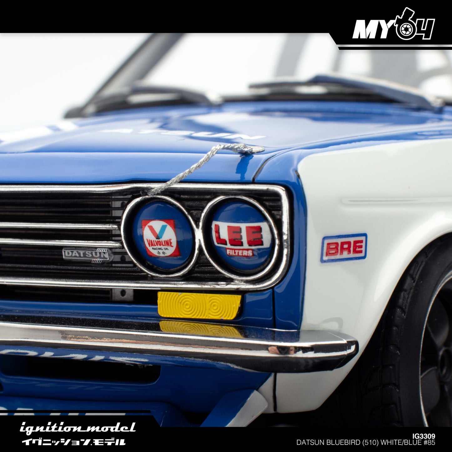 [Ignition Model] Datsun Bluebird (510) - White/Blue #85