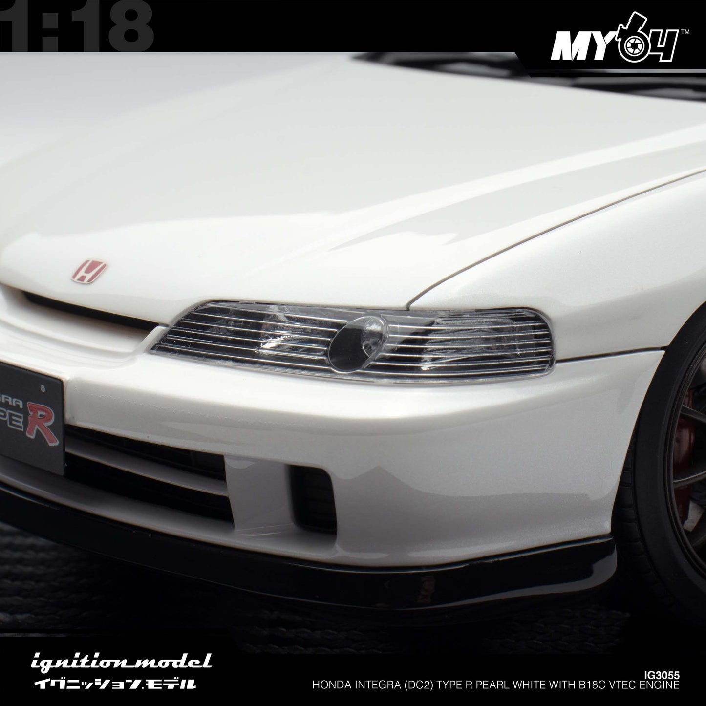 [Ignition Model] 1:18 Honda Integra (DC2) Type R - Pearl White With B18C VTEC Engine