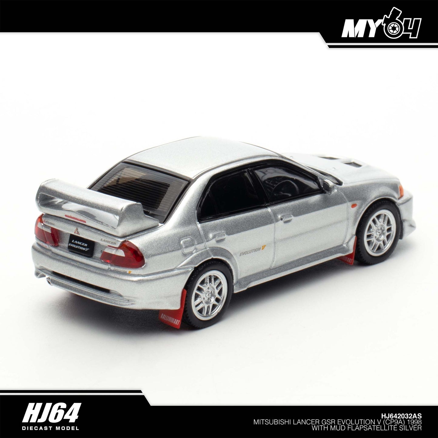 [Hobby Japan] Mitsubishi Lancer GSR Evolution V (CP9A) 1998 with Mud flap - Satellite Silver