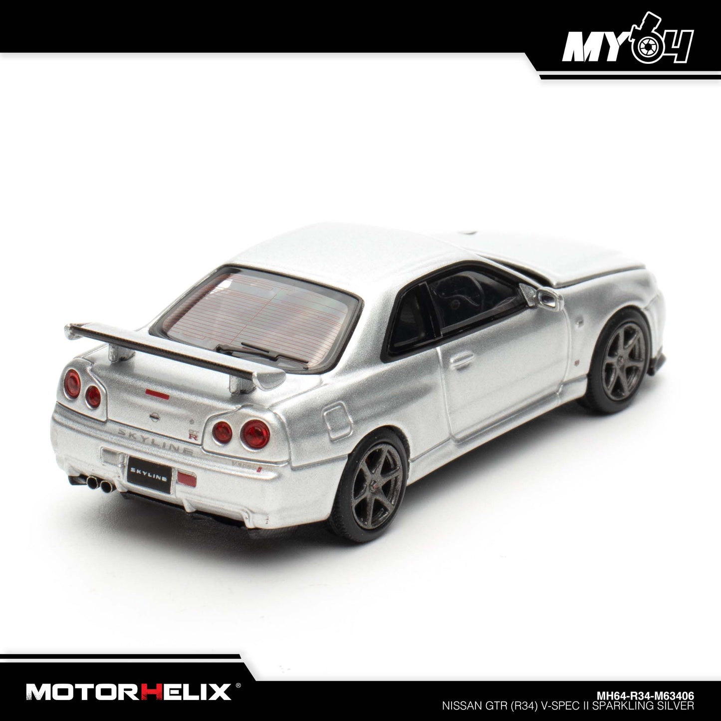 [Motorhelix] 1:64 Nissan GTR (R34) V-Spec II - Sparkling Silver