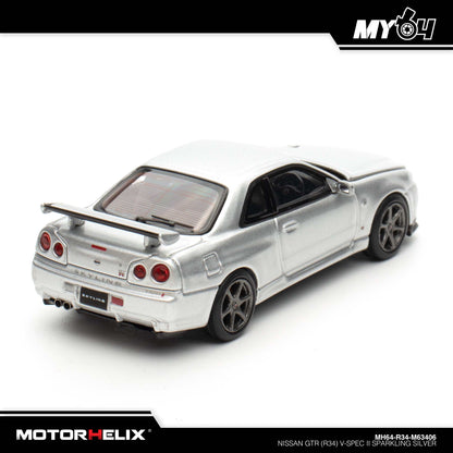 [Motorhelix] 1:64 Nissan GTR (R34) V-Spec II - Sparkling Silver