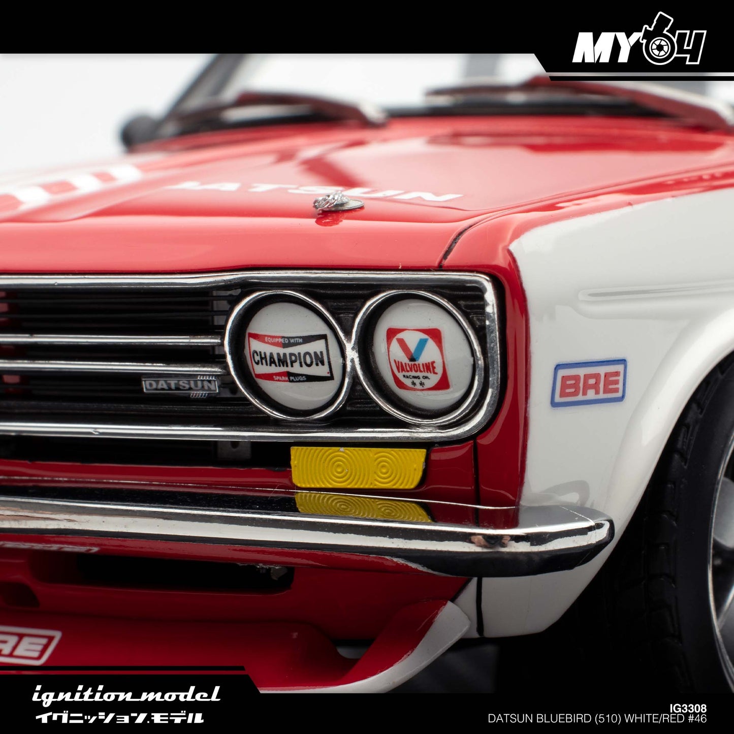 [Ignition Model] 1:18 Datsun Bluebird (510) - White/Red #46