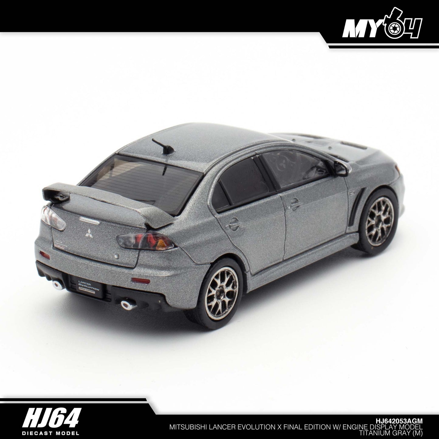 [Hobby Japan] Mitsubishi Lancer Evolution Ⅹ Final Edition With Engine Display Model - Titanium Gray Metallic