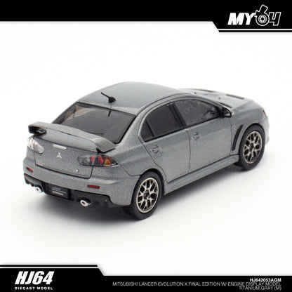 [Hobby Japan] Mitsubishi Lancer Evolution Ⅹ Final Edition With Engine Display Model - Titanium Gray Metallic