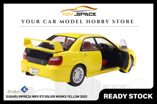 [SOLIDO] 1:18 Subaru Impreza WRX STI Solido Works Yellow 2003 - Toy Space Diecast Online Store Singapore