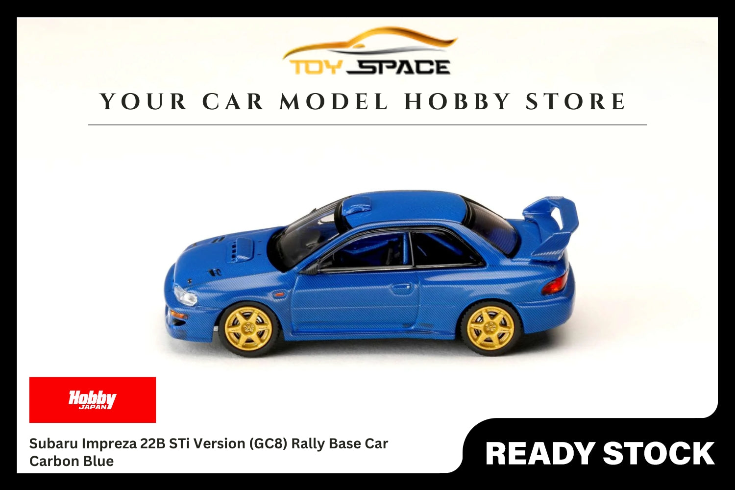 [HOBBY JAPAN] 1:64 Subaru Impreza 22B STi Version (GC8) Rally Base Car Carbon Blue - Toy Space Diecast Online Store Singapore
