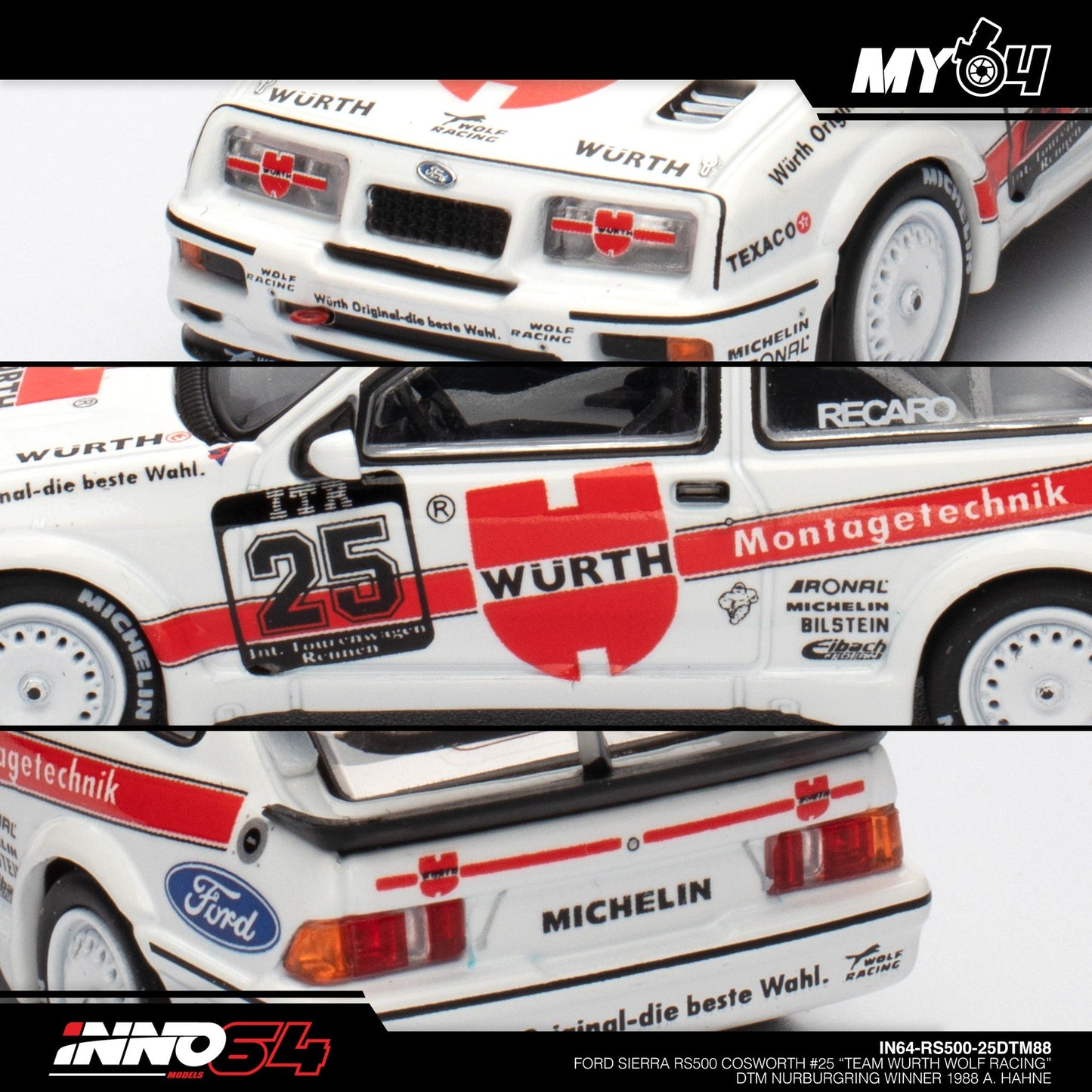 [INNO64] Ford Sierra RS500 Cosworth #25 "TEAM WURTH RACING" DTM Nurburgring Winner 1988 - A.Hahne