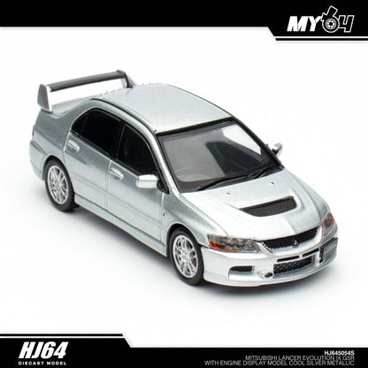 [Hobby Japan] Mitsubishi Lancer Evolution IX GSR with Engine Display Model - Cool Silver Metallic