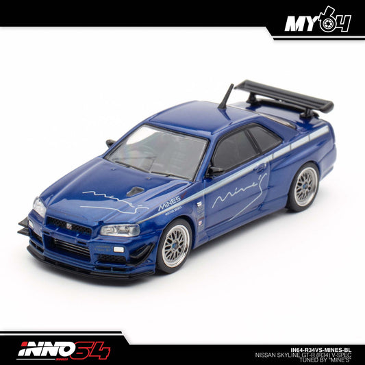 [INNO64] 1:64 Nissan Skyline GT-R R34 V-Spec Tunned by "Mine's" - Blue
