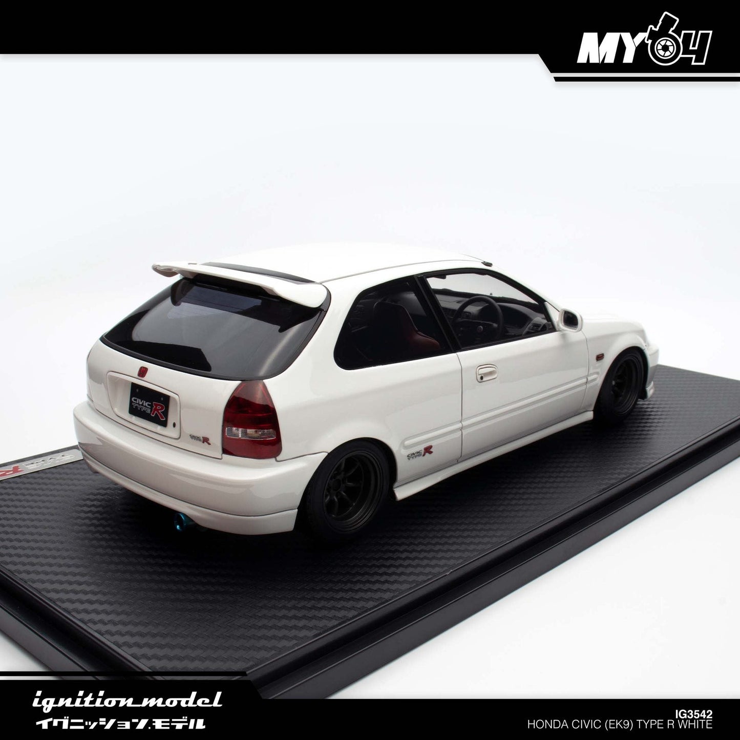 [Ignition Model] Honda Civic (EK9) Type R - White ( Black Rims)