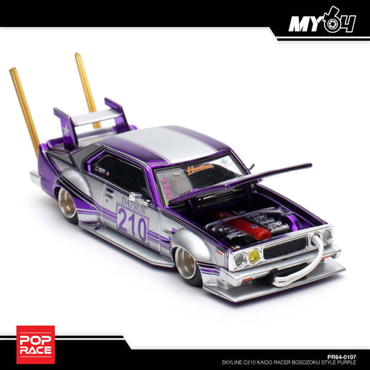 [Pop Race] Nissan Skyline C210 Kaido Racer Bosozoku Style - Purple Chrome Silver