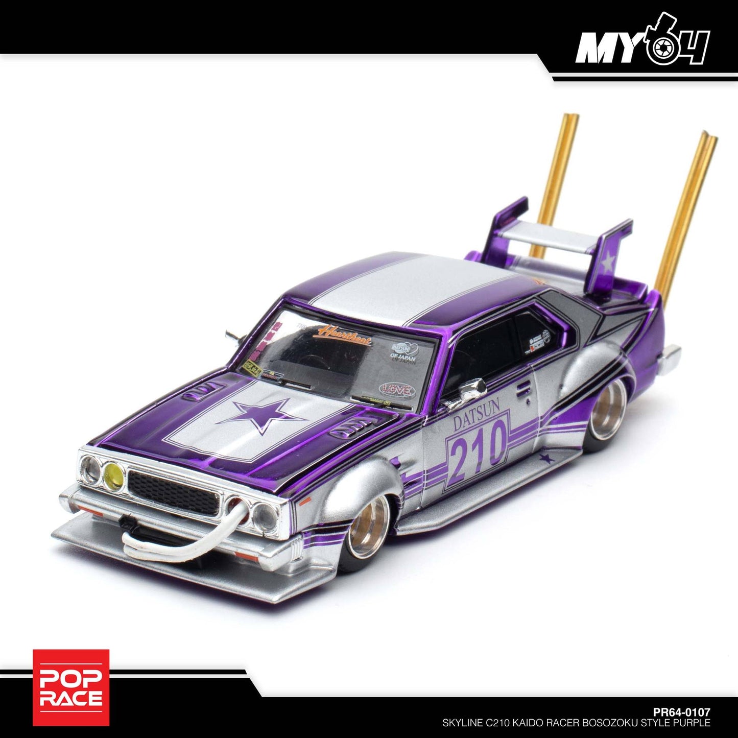 [Pop Race] Nissan Skyline C210 Kaido Racer Bosozoku Style - Purple Chrome Silver