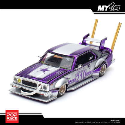 [Pop Race] Nissan Skyline C210 Kaido Racer Bosozoku Style - Purple Chrome Silver