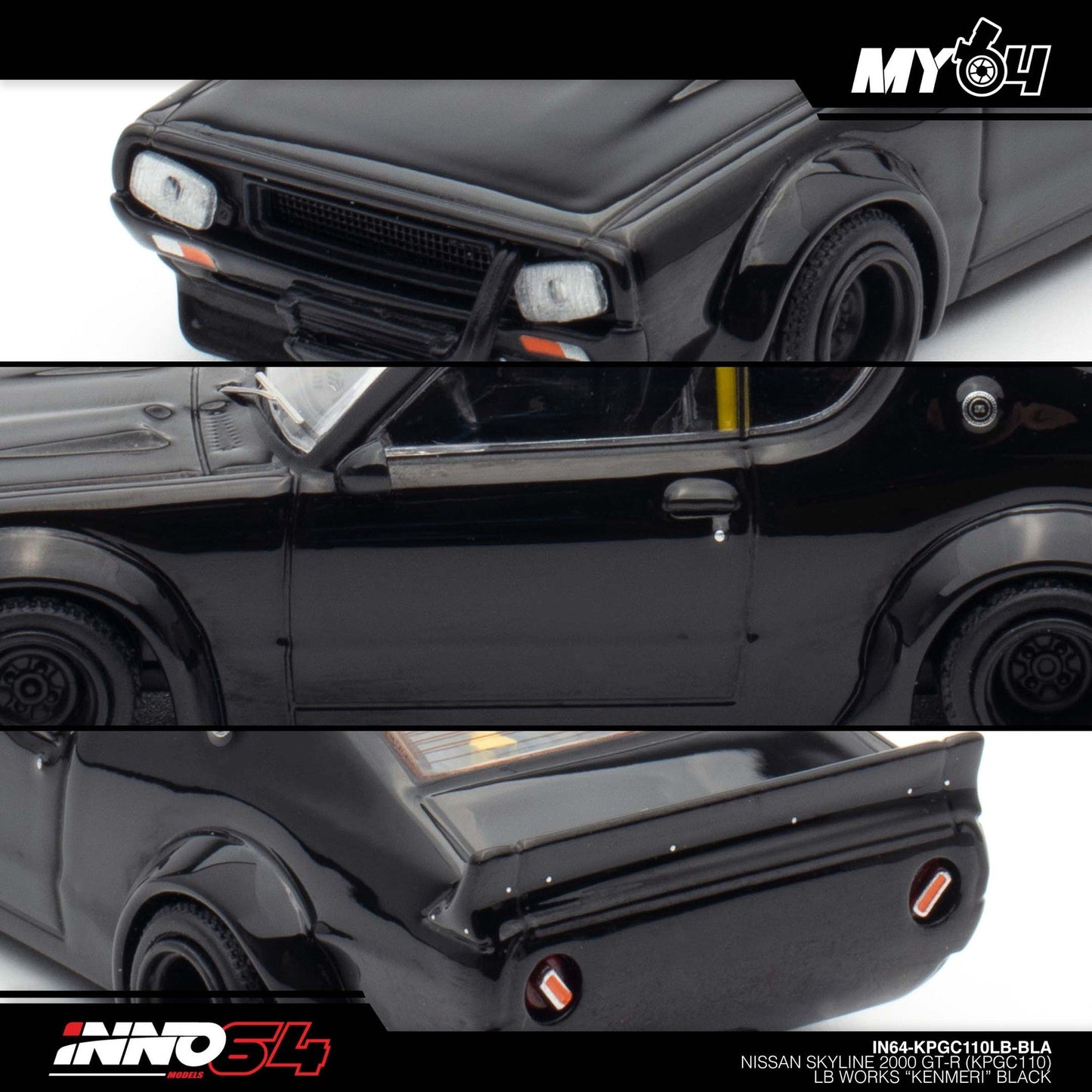 [INNO64] 1:64 Nissan Skyline 2000 GT-R (KPGC110) "Kenmeri" - Black