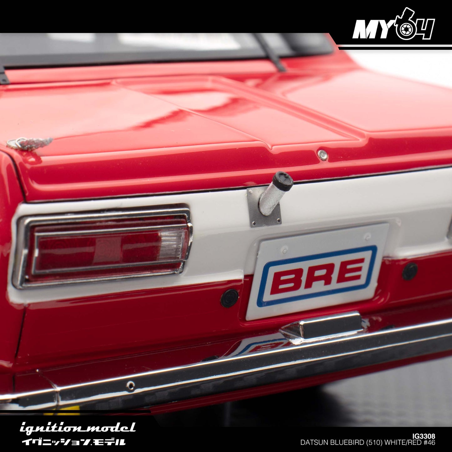 [Ignition Model] 1:18 Datsun Bluebird (510) - White/Red #46