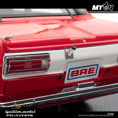 [Ignition Model] 1:18 Datsun Bluebird (510) - White/Red #46