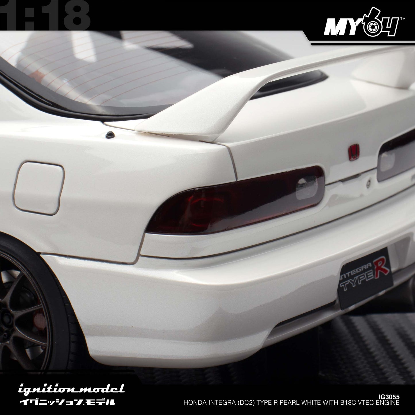 [Ignition Model] 1:18 Honda Integra (DC2) Type R - Pearl White With B18C VTEC Engine