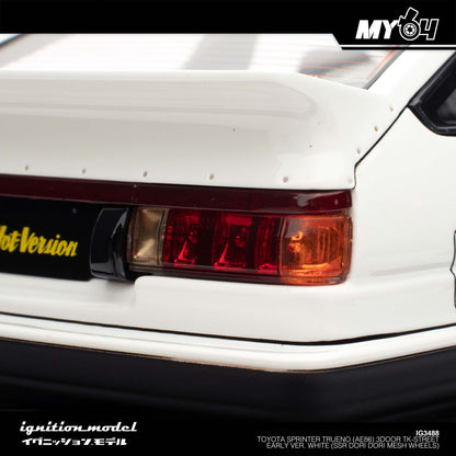 [Ignition Model] 1:18 Toyota Sprinter Trueno (AE86) 3Door TK-Street Early Ver. White (SSR Dori Dori mesh wheels)