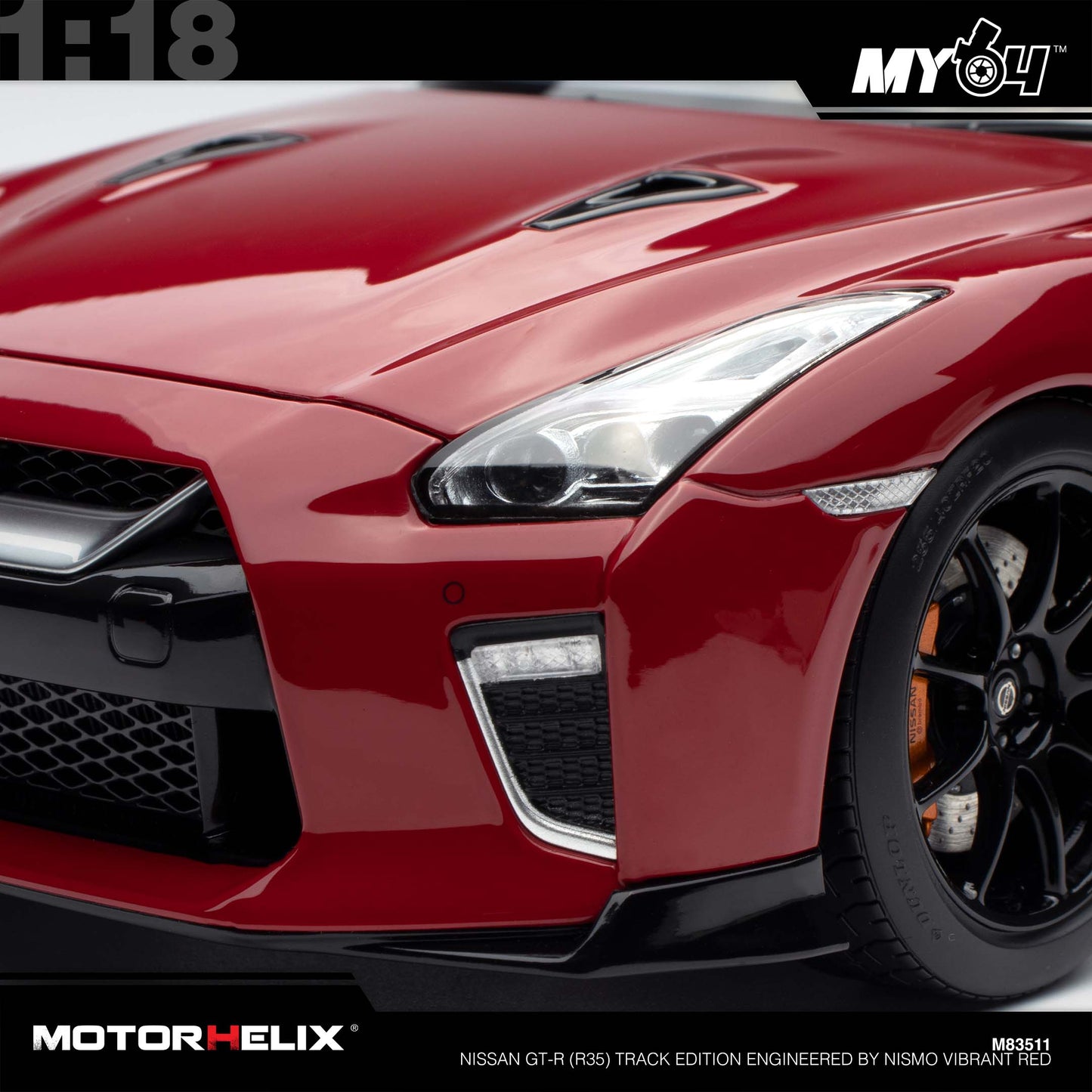 [Motorhelix] 1:18 Nissan GT-R (R35) Track Edition Engineered By NISMO - Vibrant Red