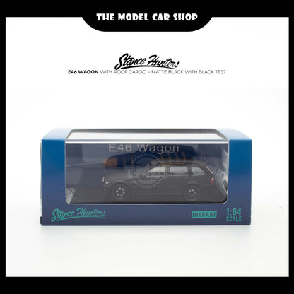 [Stance Hunters] E46 Wagon with Roof Cargo - Matte Black with Black TE37
