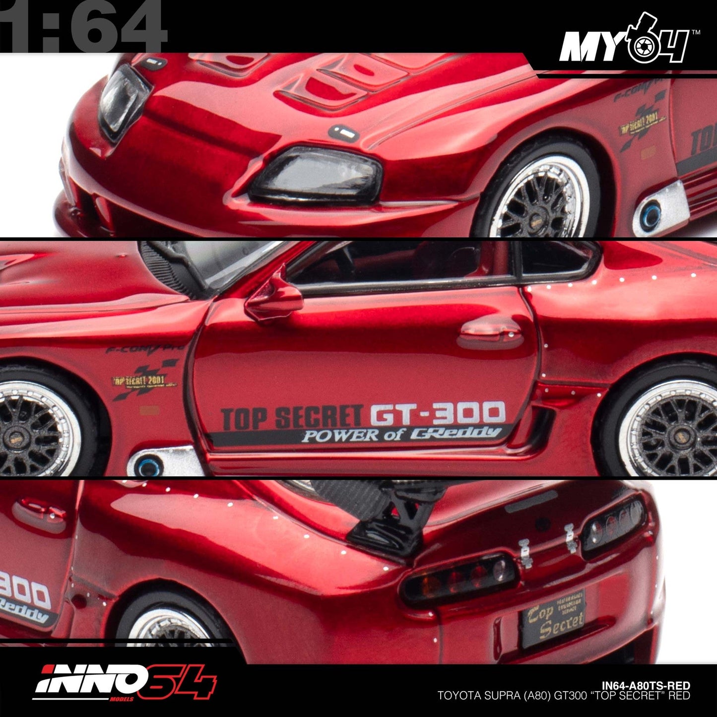 [INNO64] 1:64 Toyota Supra (A80) "Top Secret" - Red