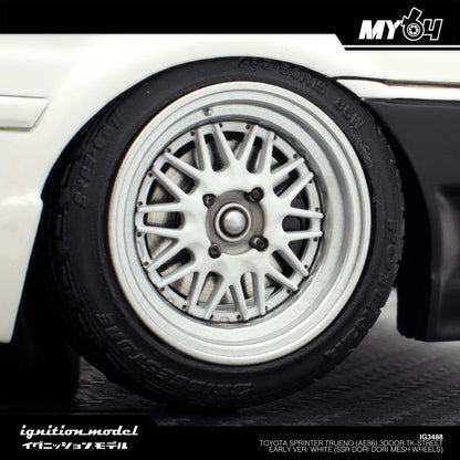 [Ignition Model] 1:18 Toyota Sprinter Trueno (AE86) 3Door TK-Street Early Ver. White (SSR Dori Dori mesh wheels)