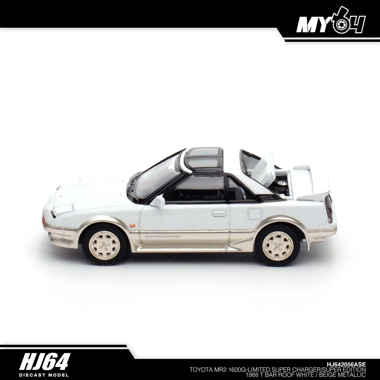 [Hobby Japan] Toyota MR2 1600G - Limited Super Charger / Super Edition 1988 T Bar Roof - White / Beige Metallic
