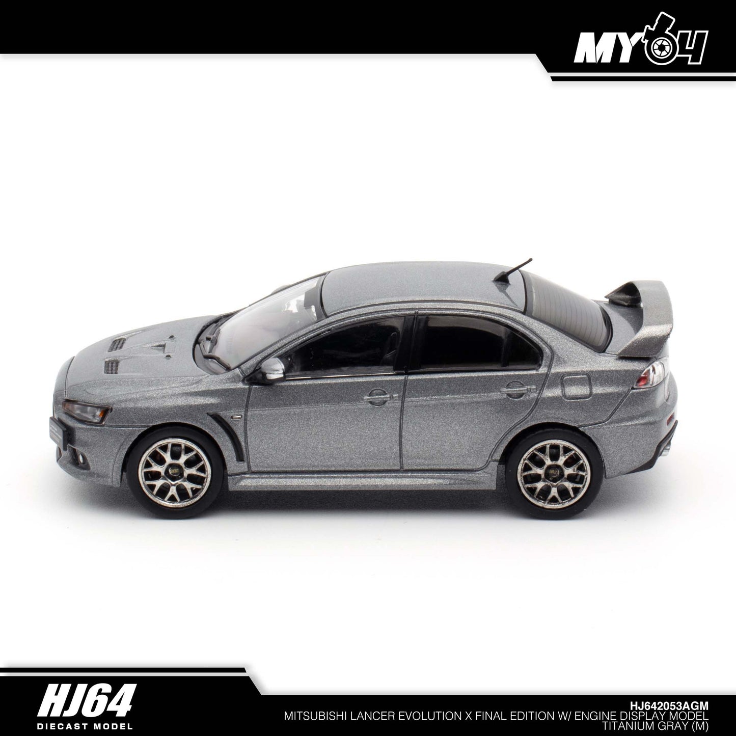 [Hobby Japan] Mitsubishi Lancer Evolution Ⅹ Final Edition With Engine Display Model - Titanium Gray Metallic