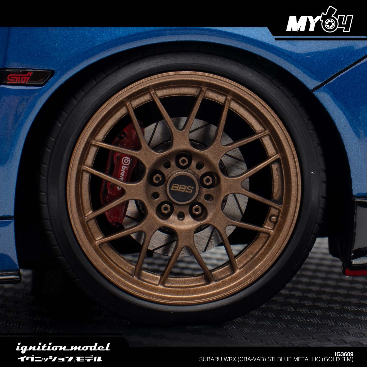 [Ignition Model] Subaru WRX (CBA-VAB) STI - Blue Metallic (Gold Rim)