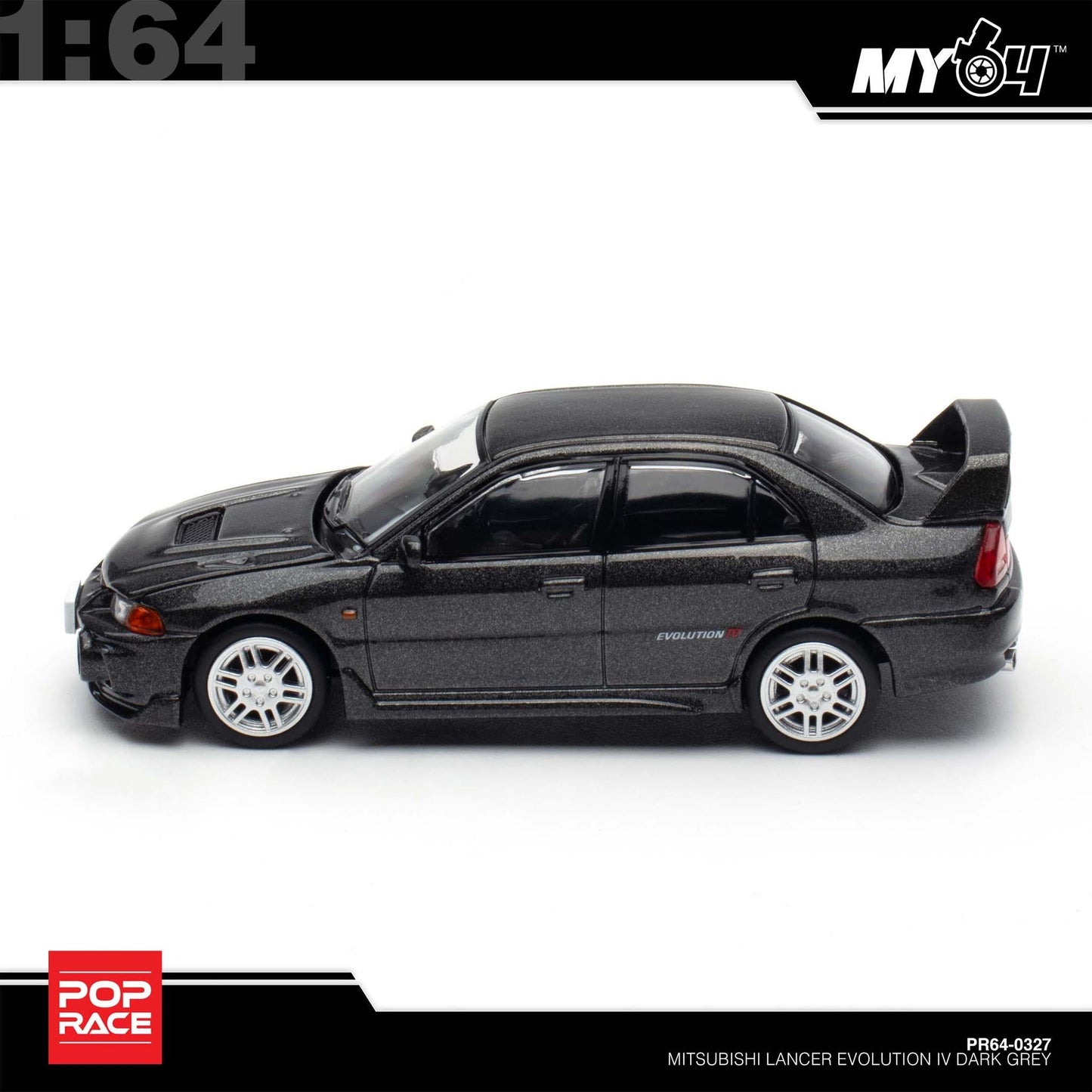 (UNSEAL UNIT) [Pop Race] 1:64 Mitsubishi Lancer Evolution IV - Dark Grey