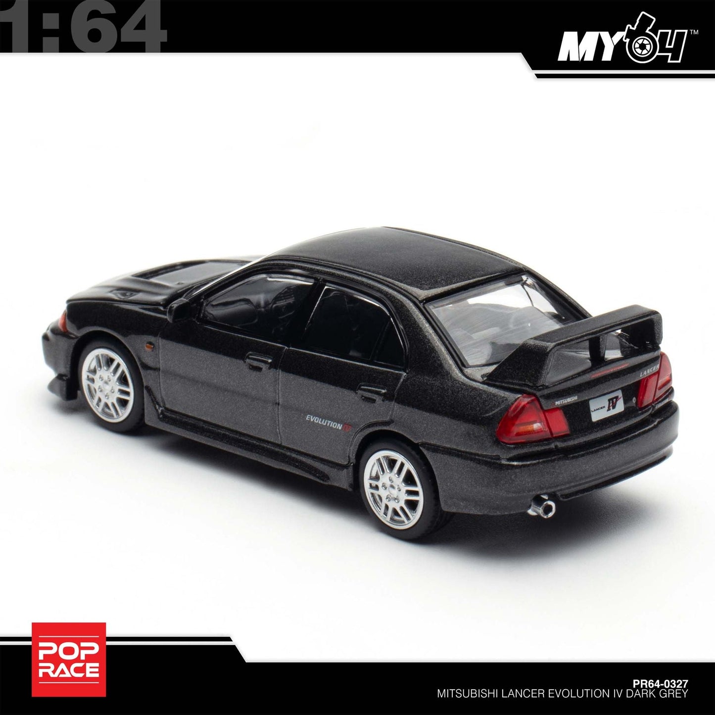 (UNSEAL UNIT) [Pop Race] 1:64 Mitsubishi Lancer Evolution IV - Dark Grey