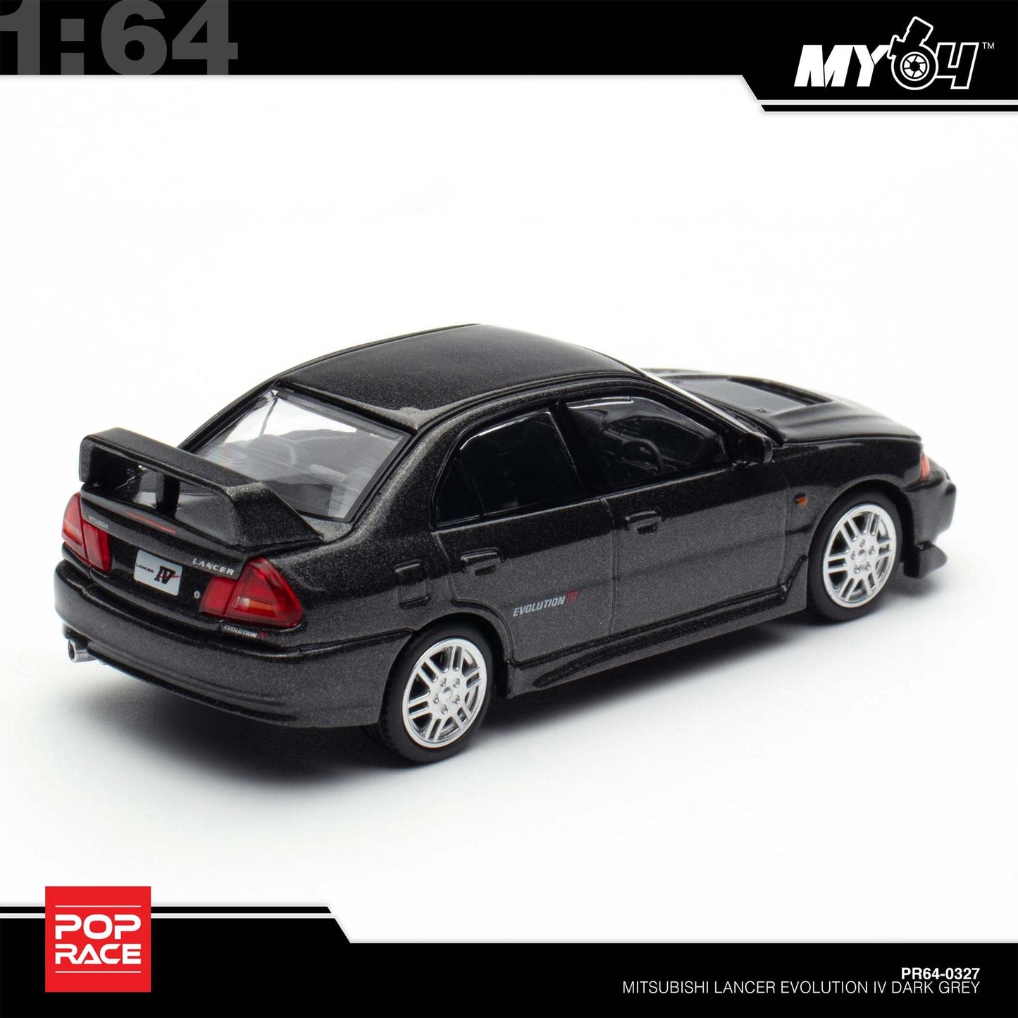 (UNSEAL UNIT) [Pop Race] 1:64 Mitsubishi Lancer Evolution IV - Dark Grey